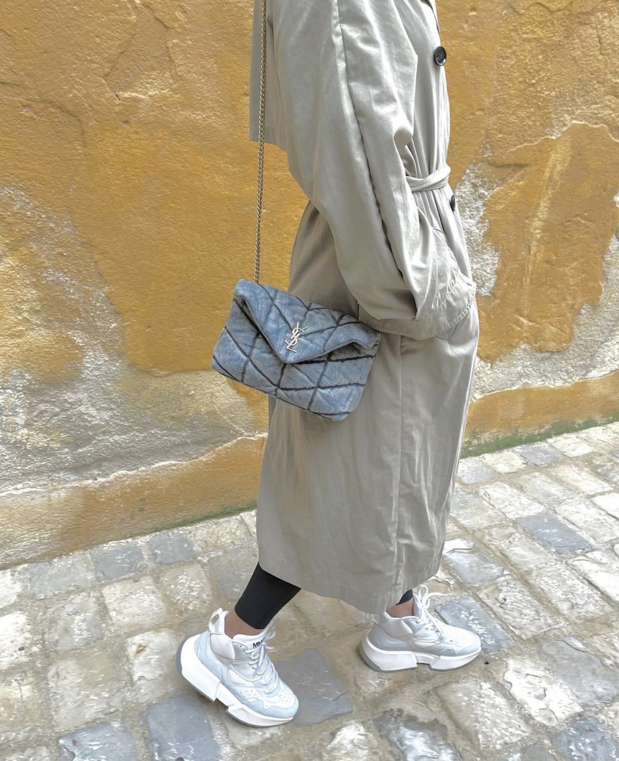 YSL LOULOU PUFFER 23CM 牛仔布纹迷你绗缝包 620333