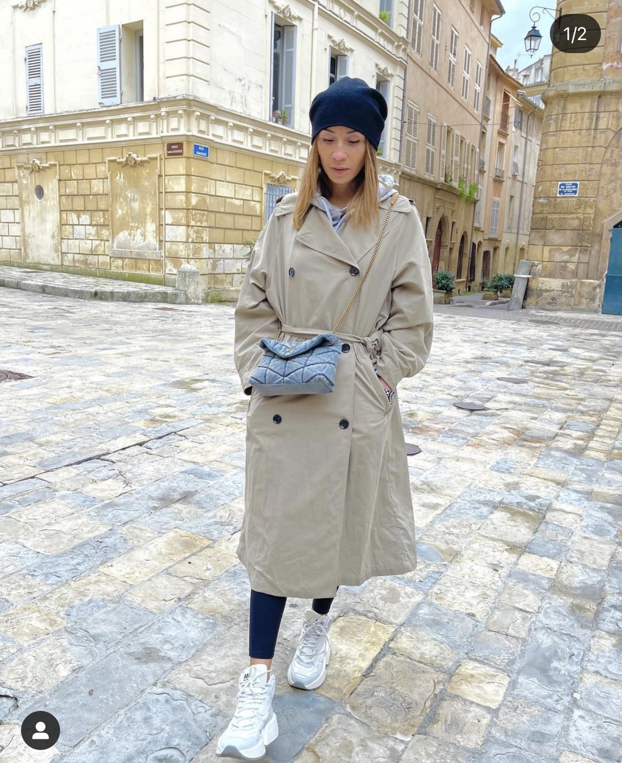 YSL LOULOU PUFFER 23CM 牛仔布纹迷你绗缝包 620333