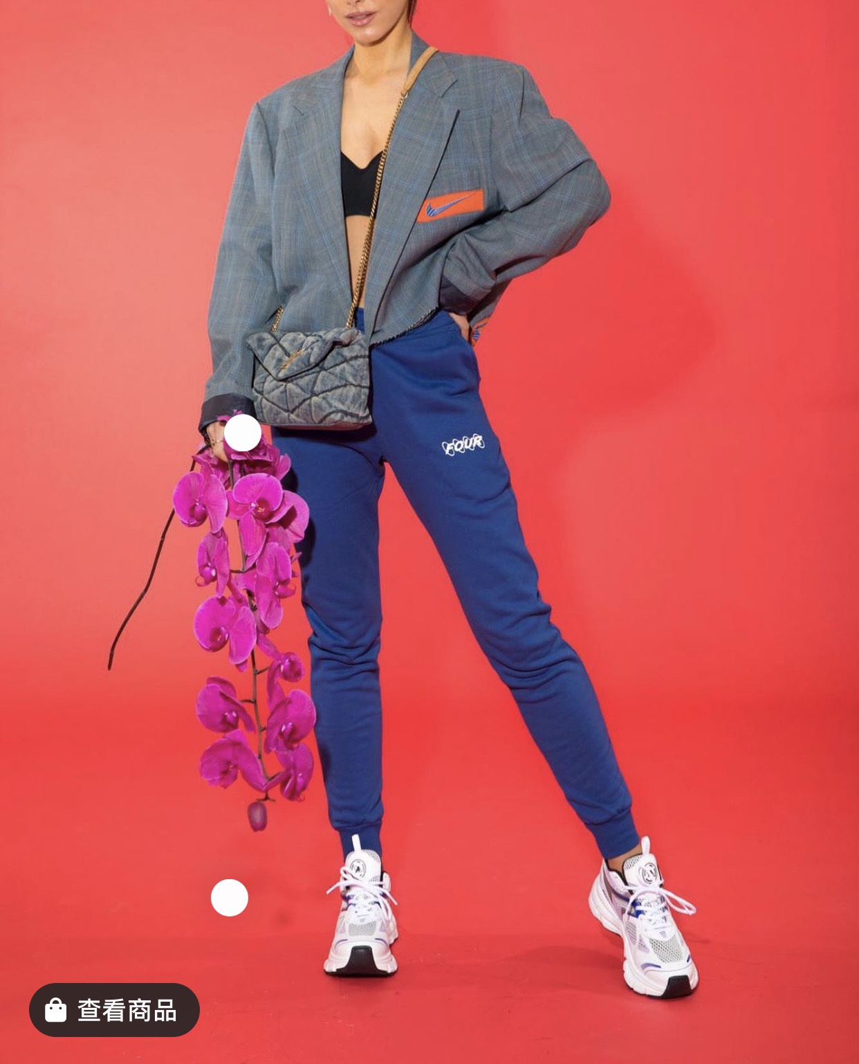 YSL LOULOU PUFFER 23CM 牛仔布纹迷你绗缝包 620333