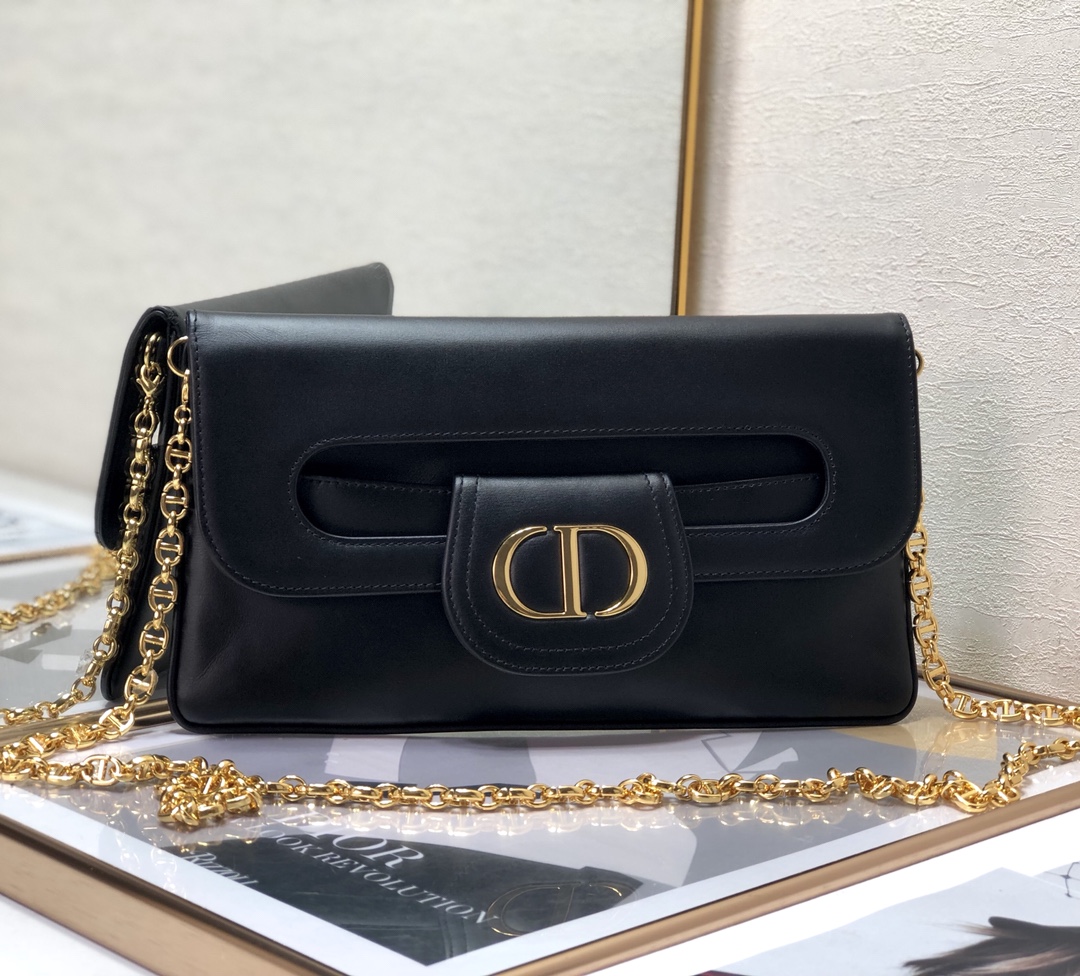 DiorDouble Bag Magnetic Flap CD Logo Full Leather Inside and Out