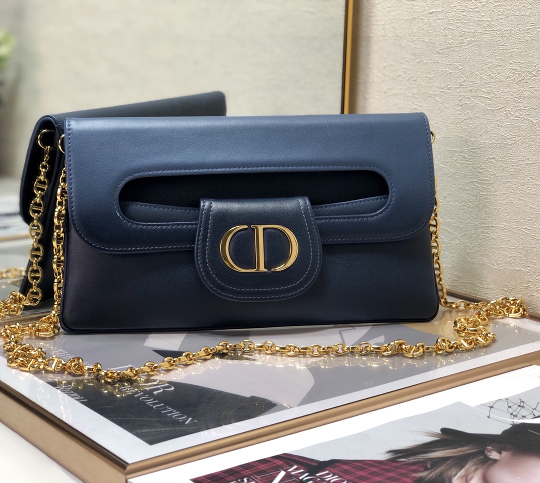 DiorDouble Bag Magnetic Flap CD Logo Full Leather Inside and Out