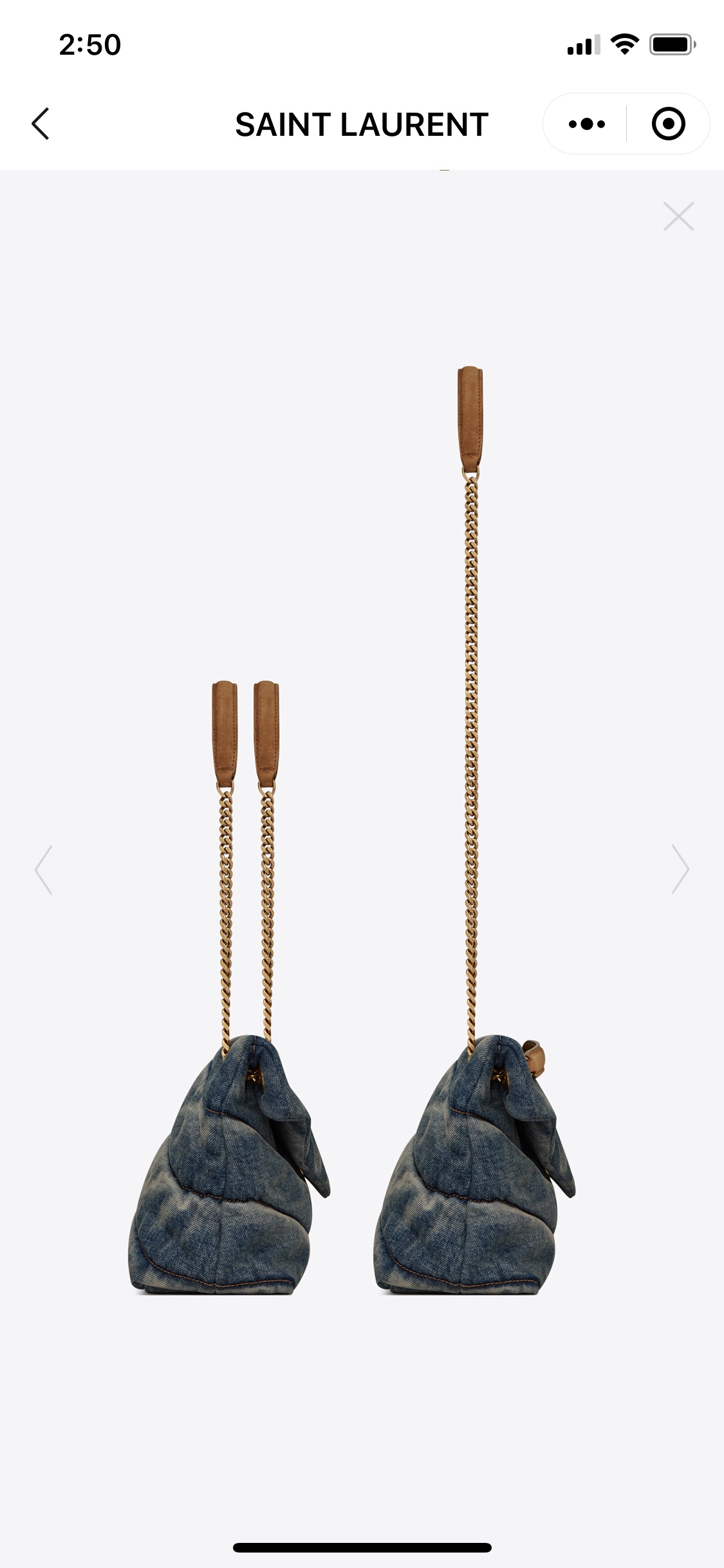 YSL LOULOU PUFFER 29CM 牛仔布纹小号绗缝包 577476