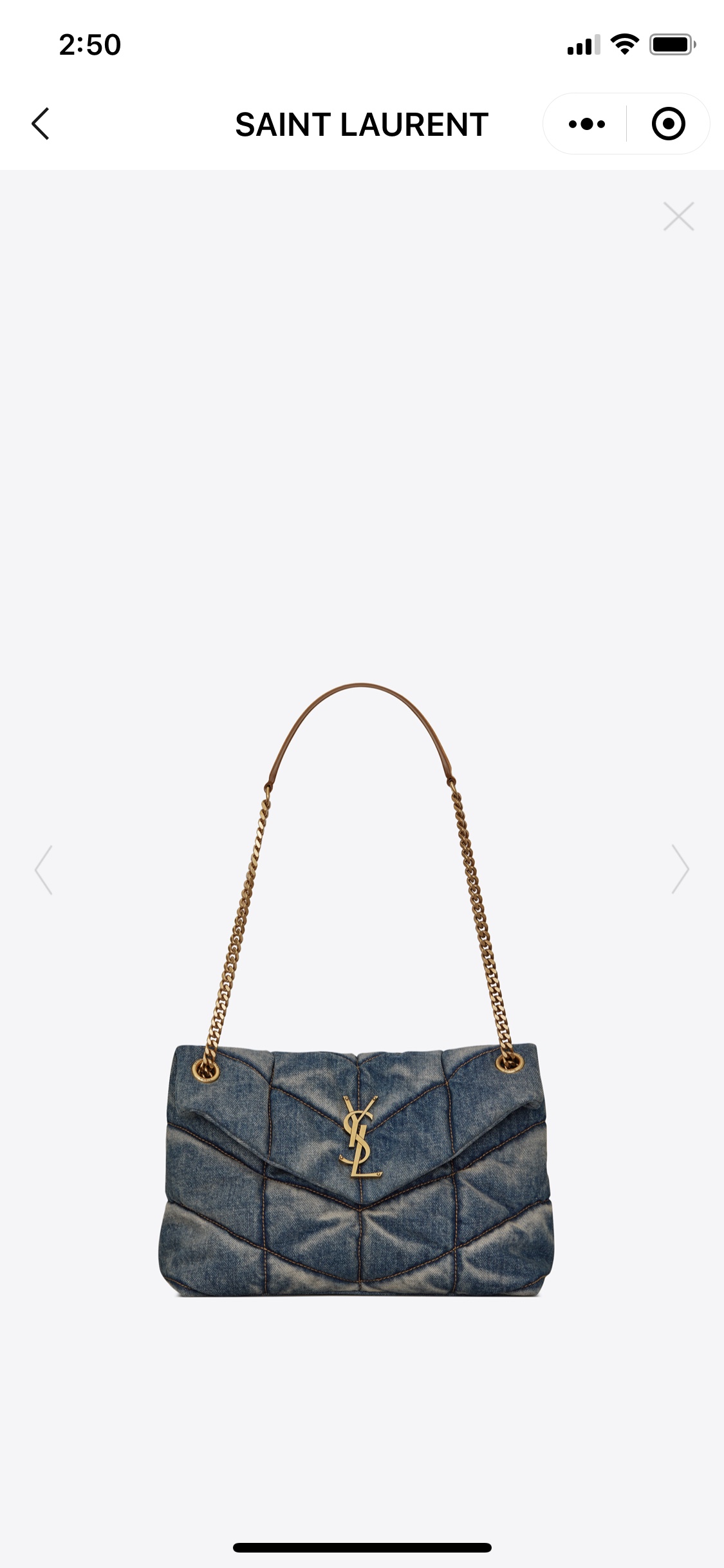 YSL LOULOU PUFFER 29CM 牛仔布纹小号绗缝包 577476