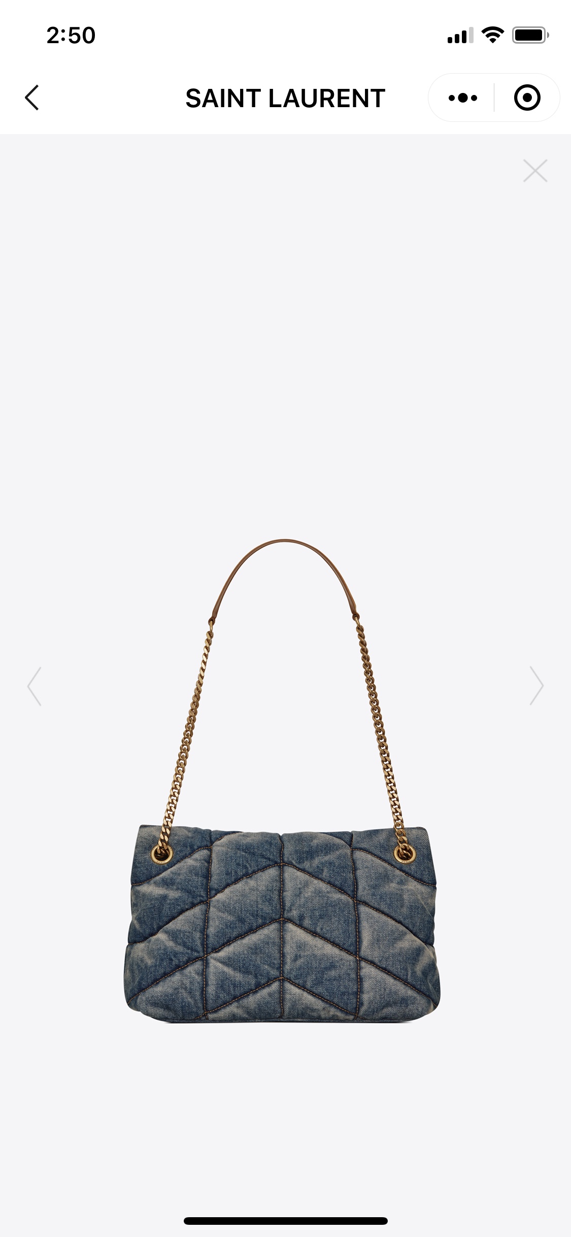 YSL LOULOU PUFFER 29CM 牛仔布纹小号绗缝包 577476