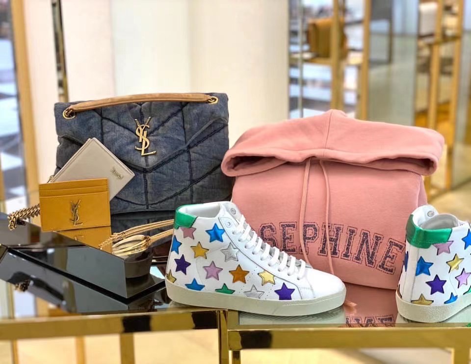 YSL LOULOU PUFFER 29CM 牛仔布纹小号绗缝包 577476