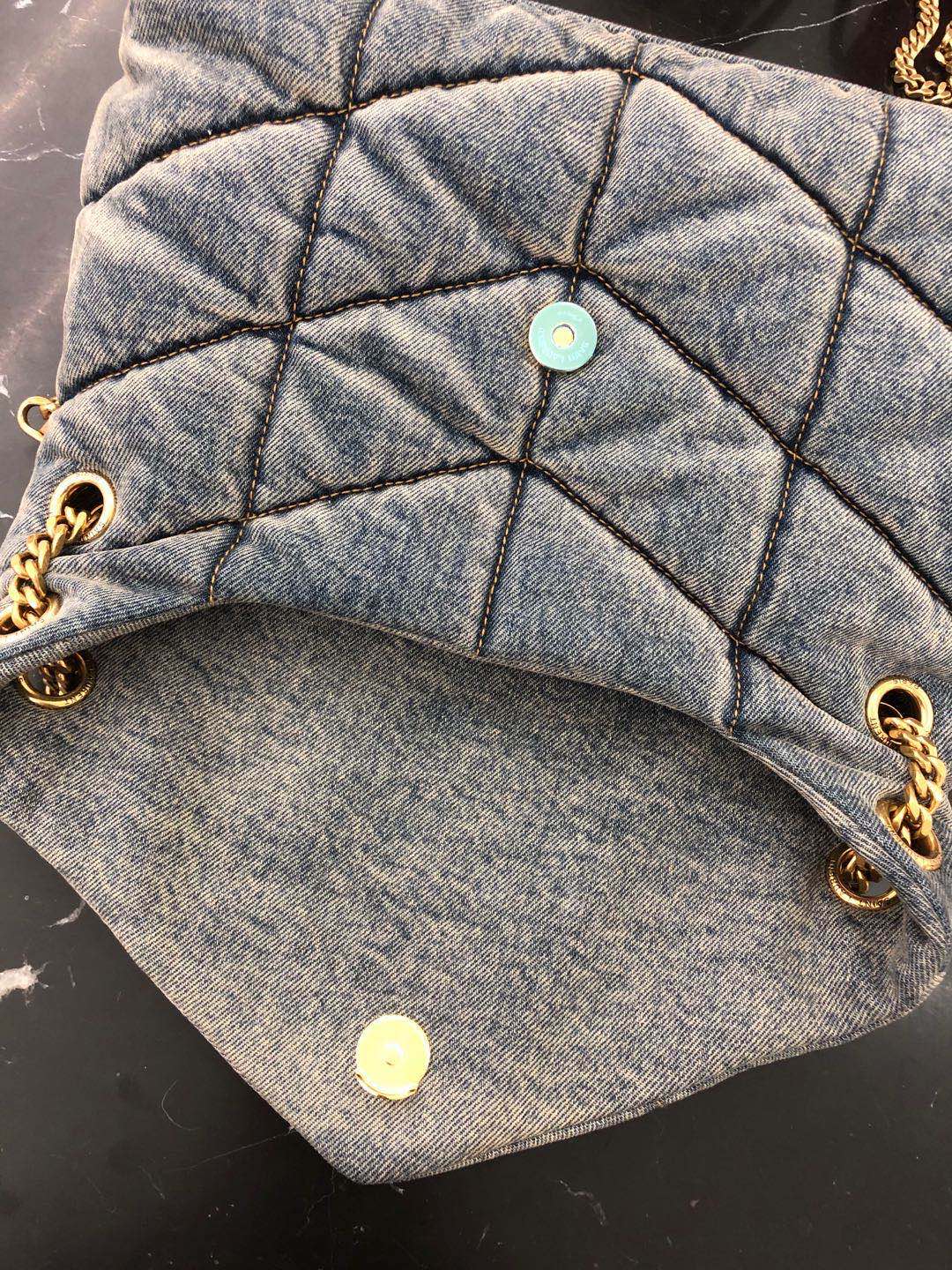 YSL LOULOU PUFFER 29CM 牛仔布纹小号绗缝包 577476