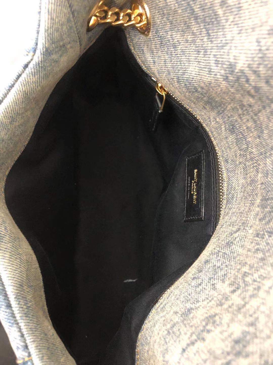 YSL LOULOU PUFFER 29CM 牛仔布纹小号绗缝包 577476