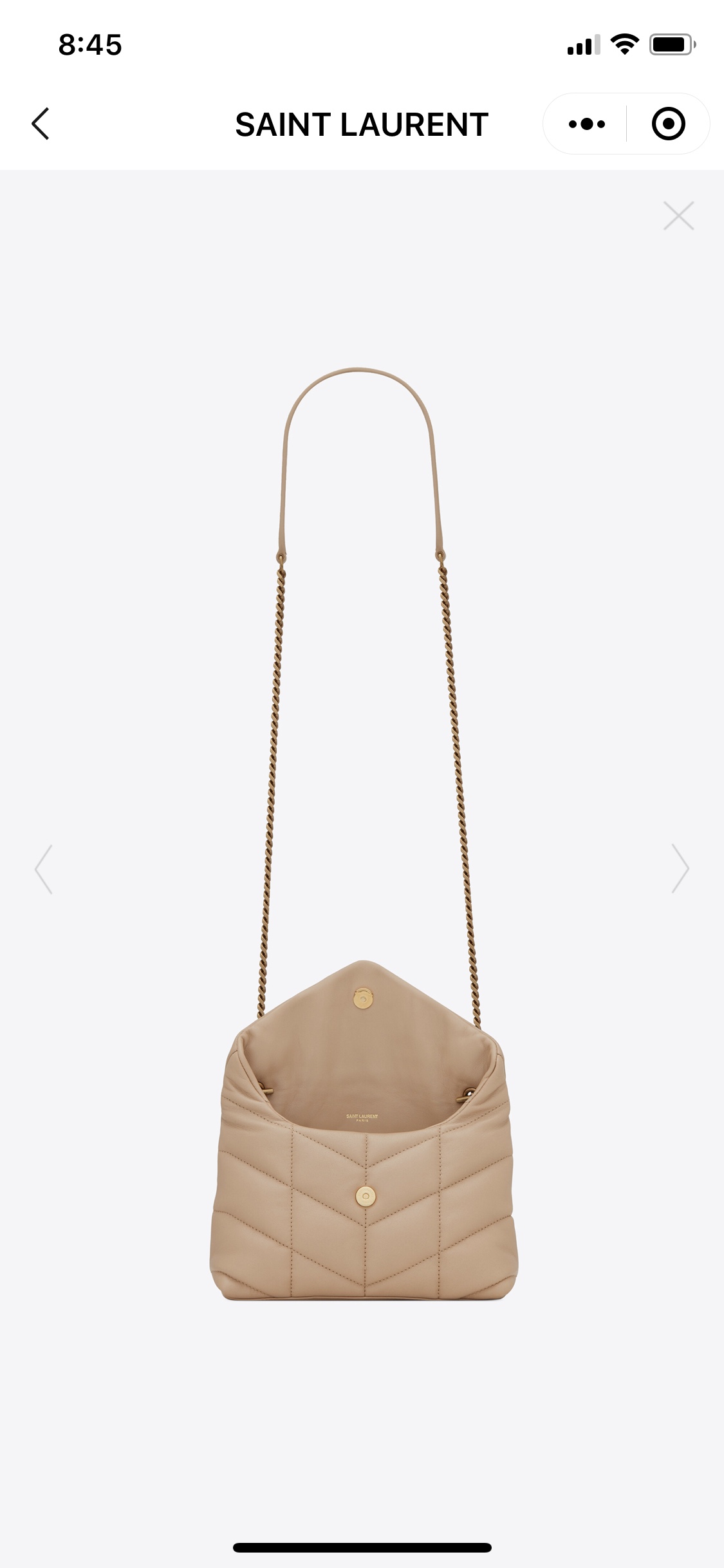 Ysl LOULOU PUFFER 23CM 迷你绗缝小羊皮包 620333奶油杏色/金扣