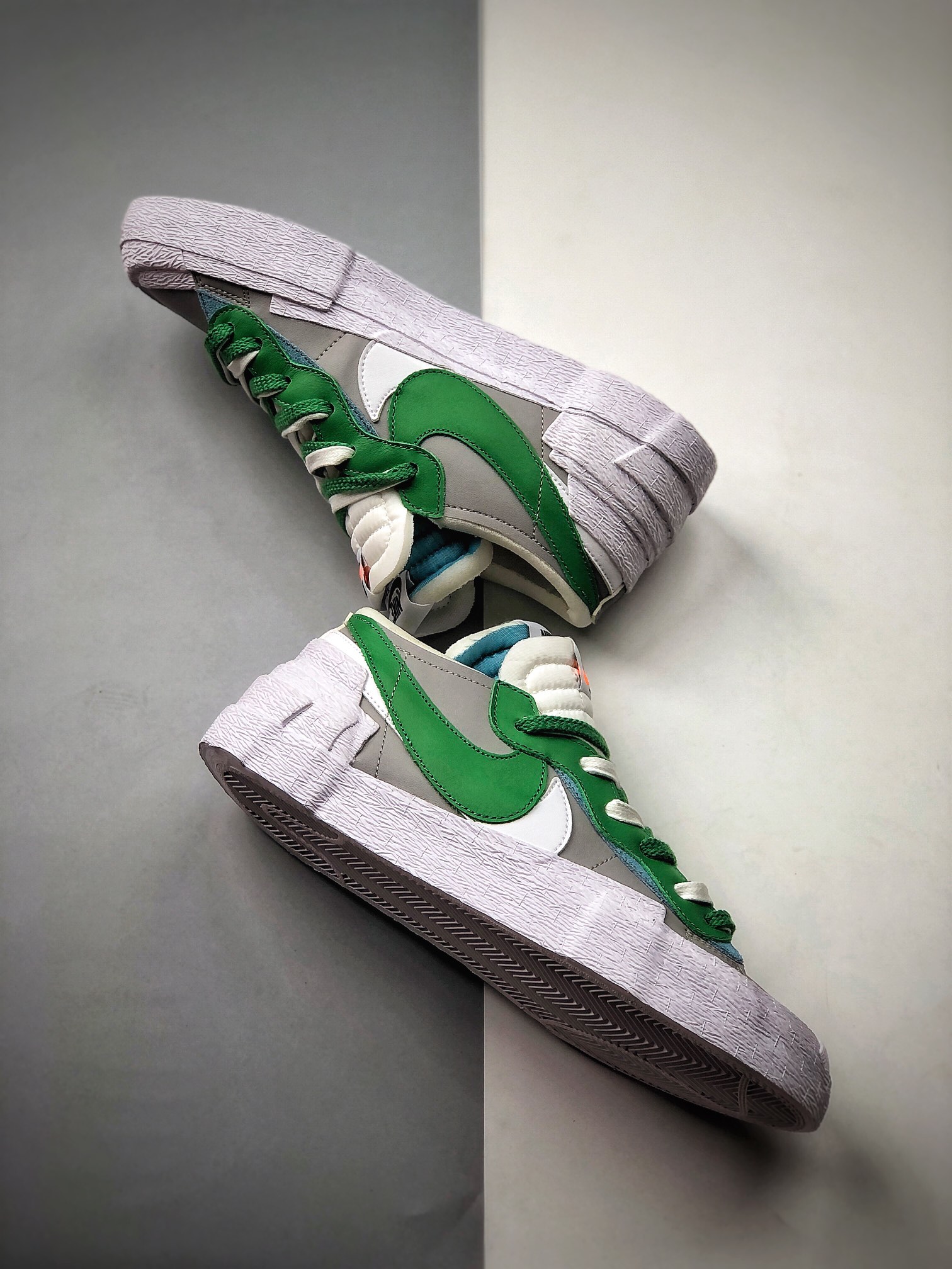 360 SACAI x Nike Blazer Low”MClassic Green”重叠设计前卫开拓者低帮百搭板鞋  DD1877-001