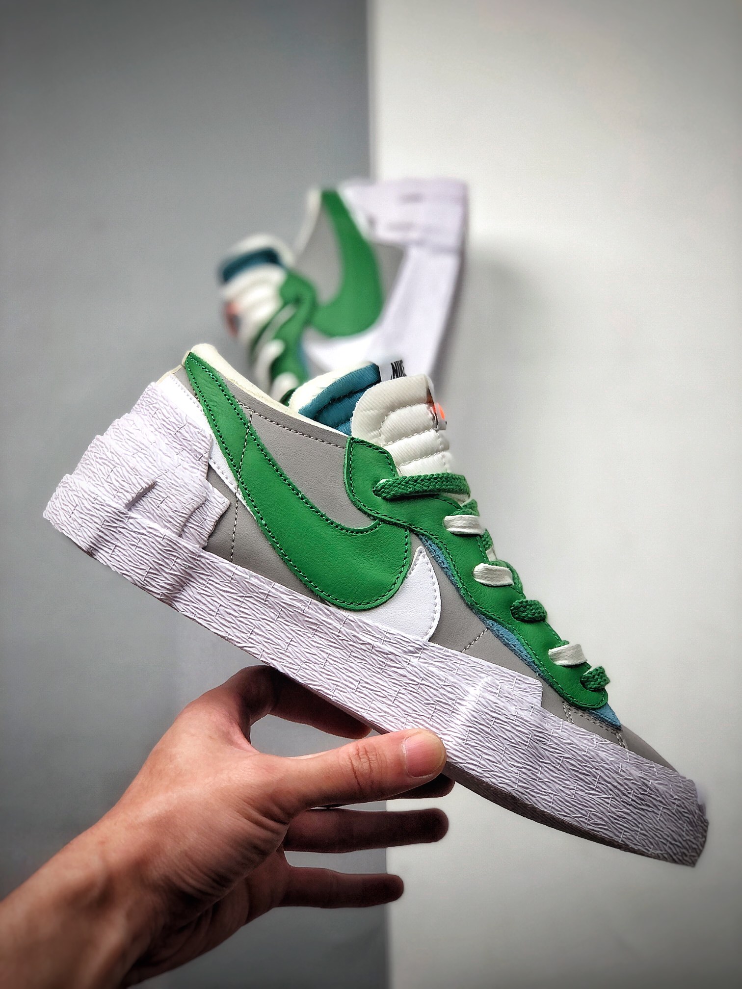 360 SACAI x Nike Blazer Low”MClassic Green”重叠设计前卫开拓者低帮百搭板鞋  DD1877-001