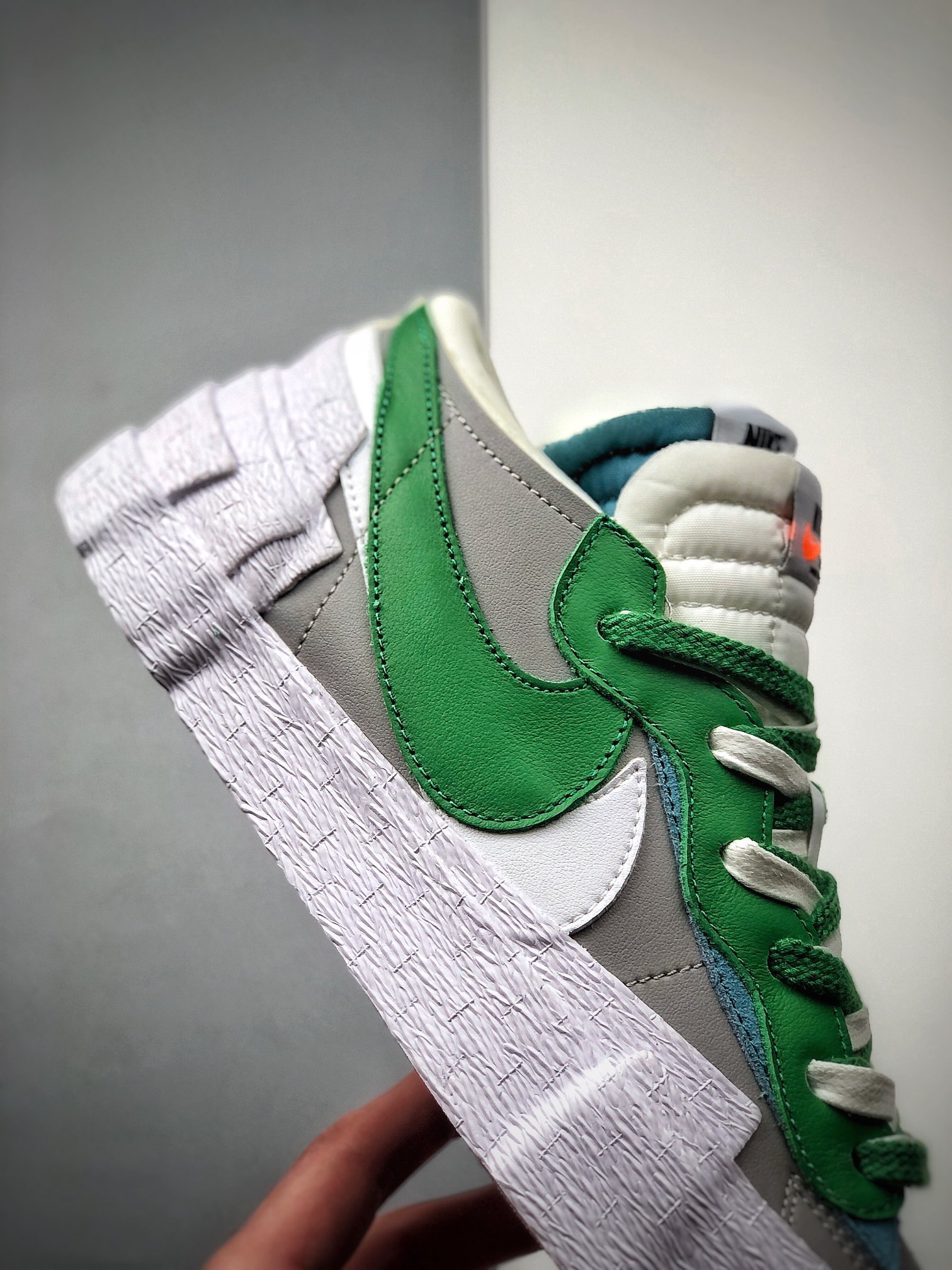 360 SACAI x Nike Blazer Low”MClassic Green”重叠设计前卫开拓者低帮百搭板鞋  DD1877-001
