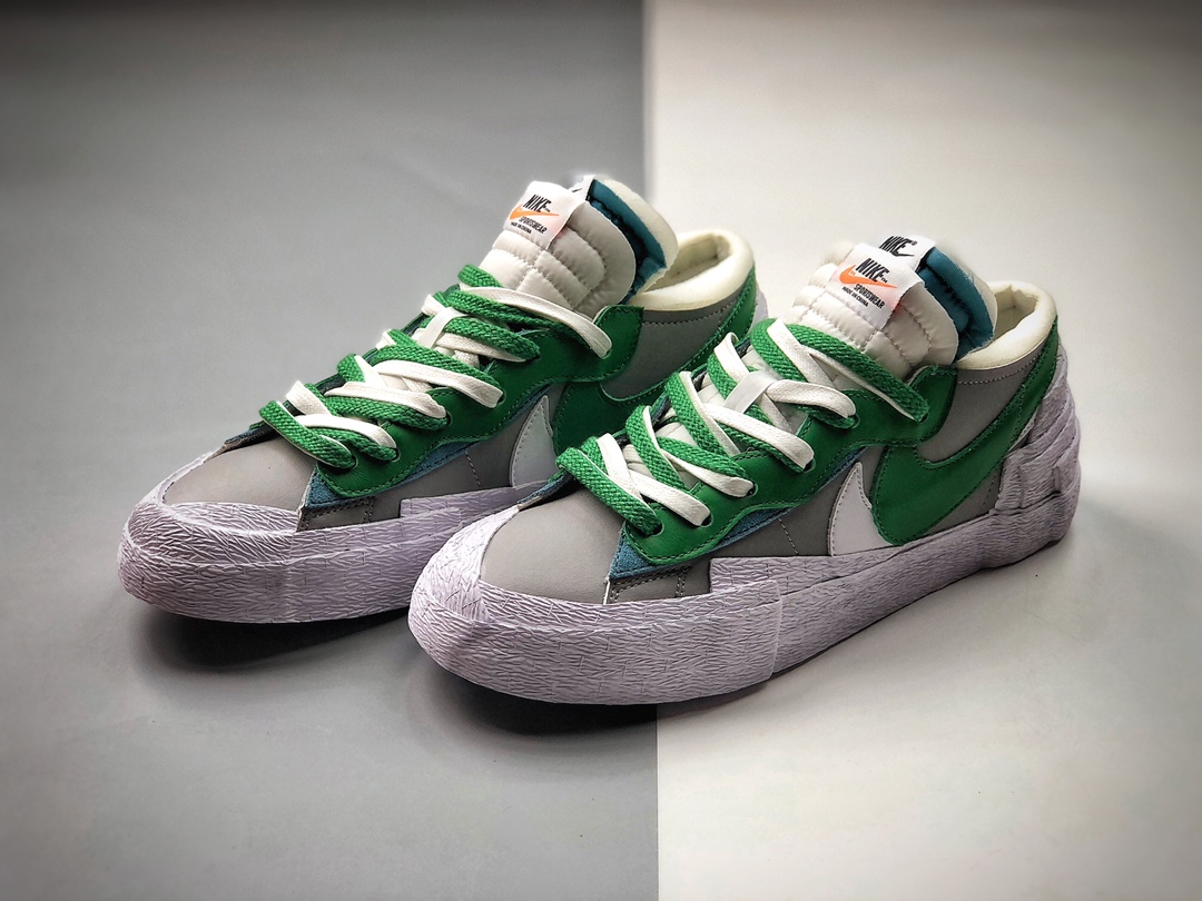 360 SACAI x Nike Blazer Low”MClassic Green”重叠设计前卫开拓者低帮百搭板鞋  DD1877-001