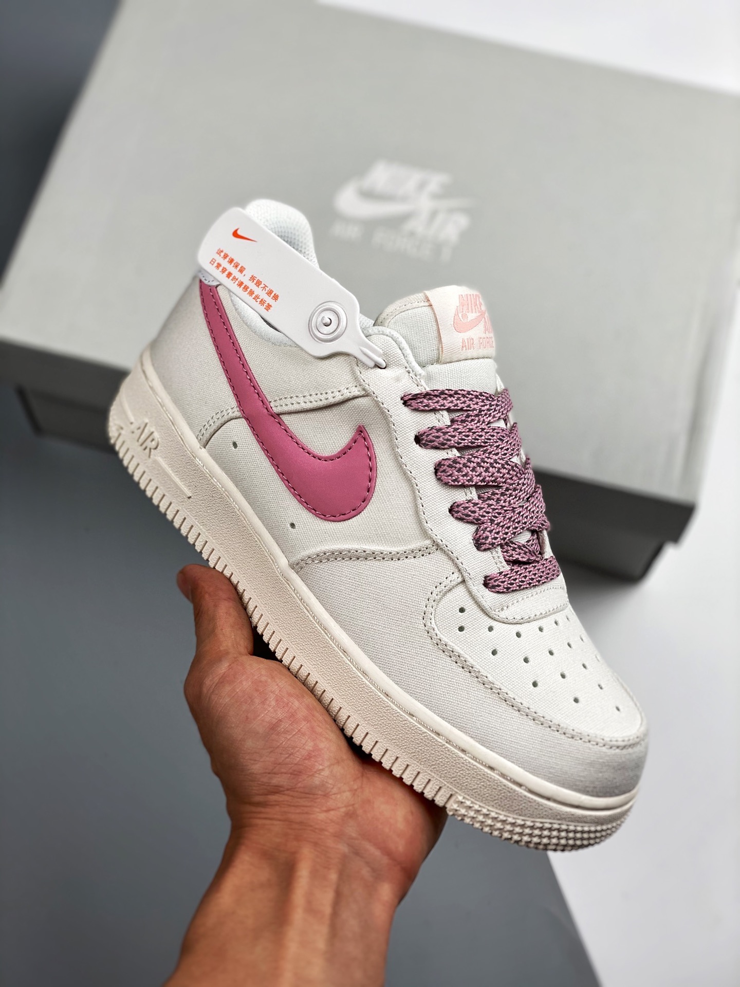 Air Force 1 '07 blanco rosa, horma original, cartón original, estilo puro de la Fuerza Aérea, enfocado en el canal de c…