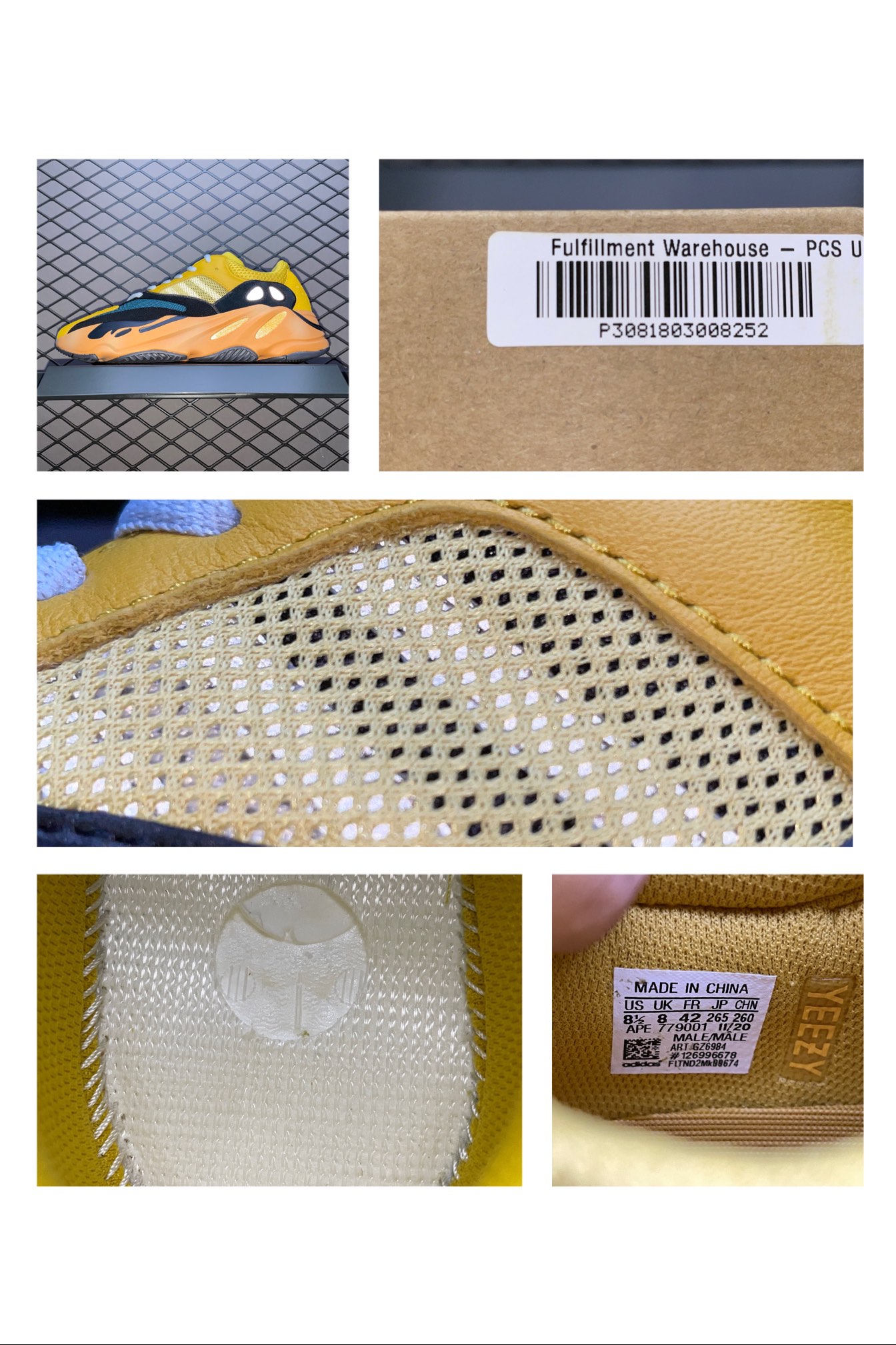 450 纯原版本 AD 阿迪YEEZY 椰子700 ” Sun ” 新配色 太阳 橙黄 GZ6984