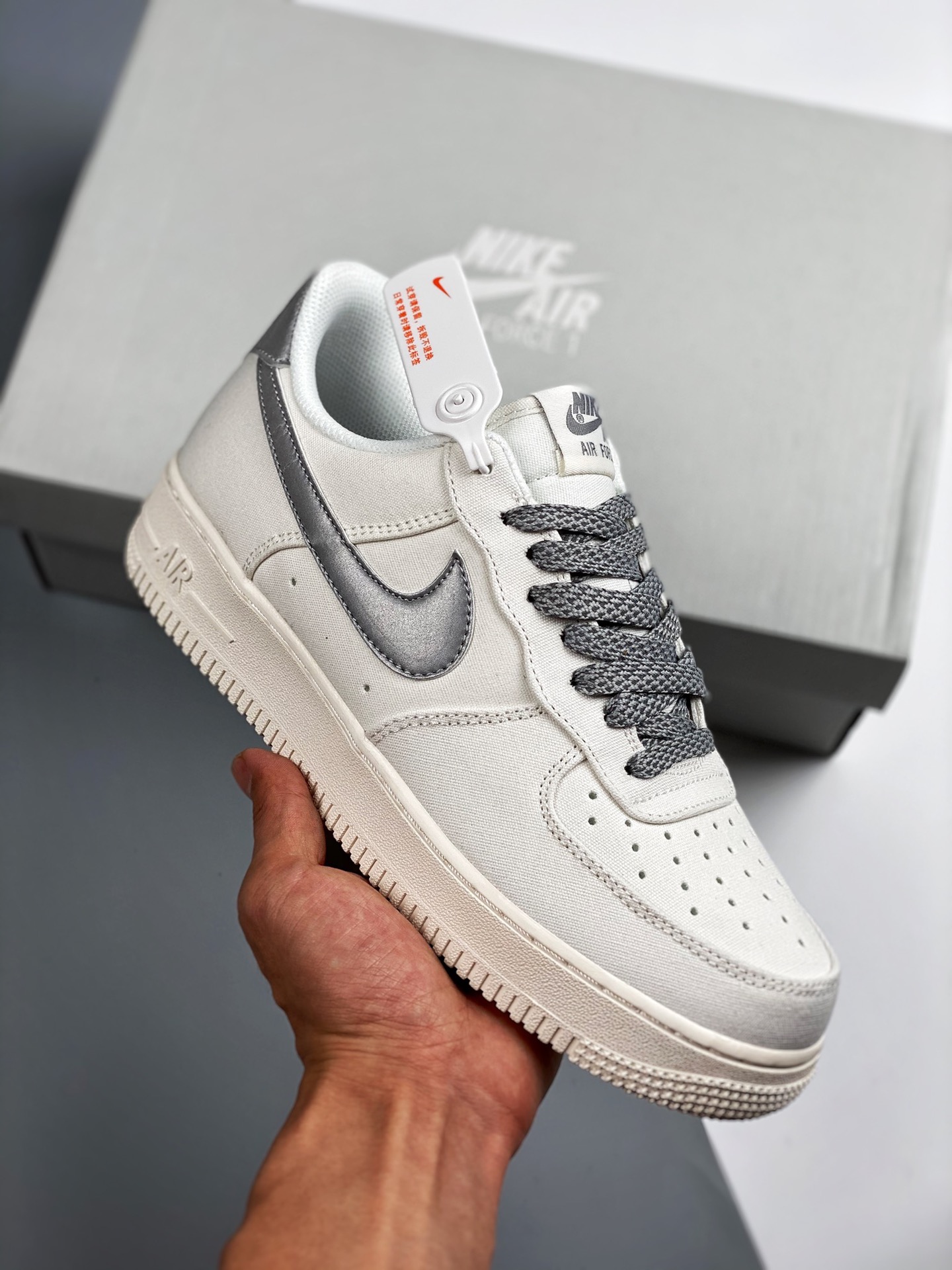 Air Force 1 '07 3M blanco plata, horma original, cartón original, estilo auténtico de Air Force, enfocado en el canal d…