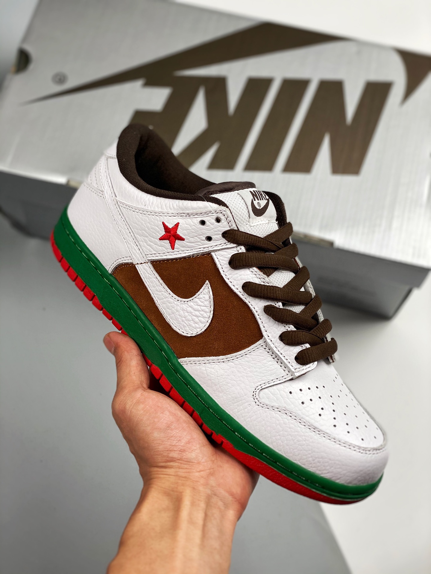 Nike SB Dunk Low Cali blanco, producción original pura de fábrica grande, fotos reales de envío #etiqueta tejida de fáb…