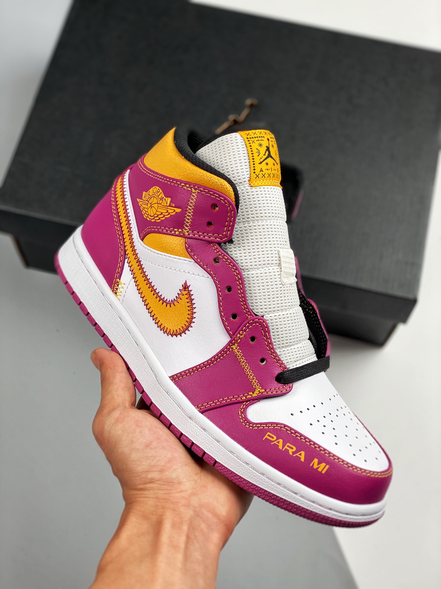 Air Jordan 1 Mid Blanco Amarillo Rosa, el mejor mid-top del mercado, ¡calidad tope! La única versión correcta del merca…