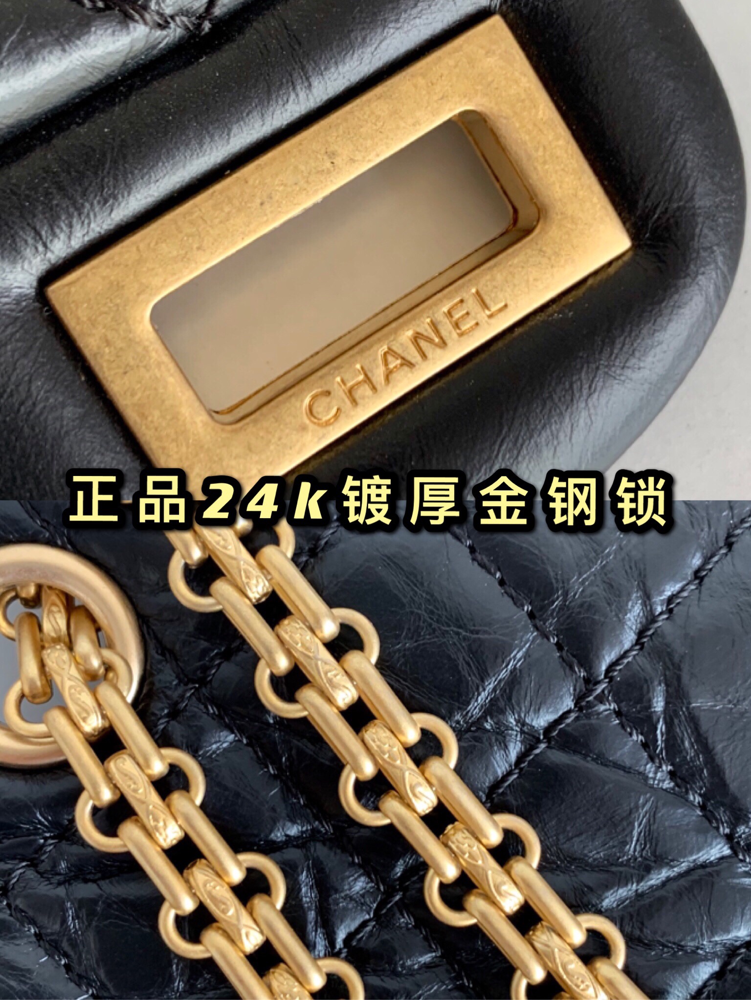 Candado de acero chapado en oro grueso de 24k genuino