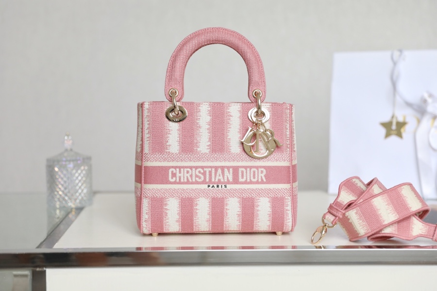 Dior Bags Handbags Gold Pink Embroidery Lady