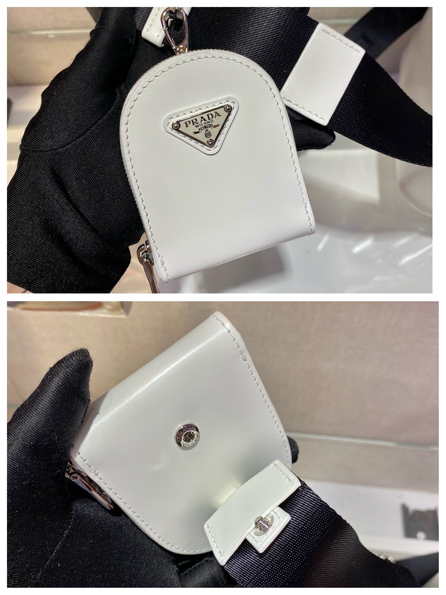 PRADA普拉达亮面皮革Panier手袋1BA319