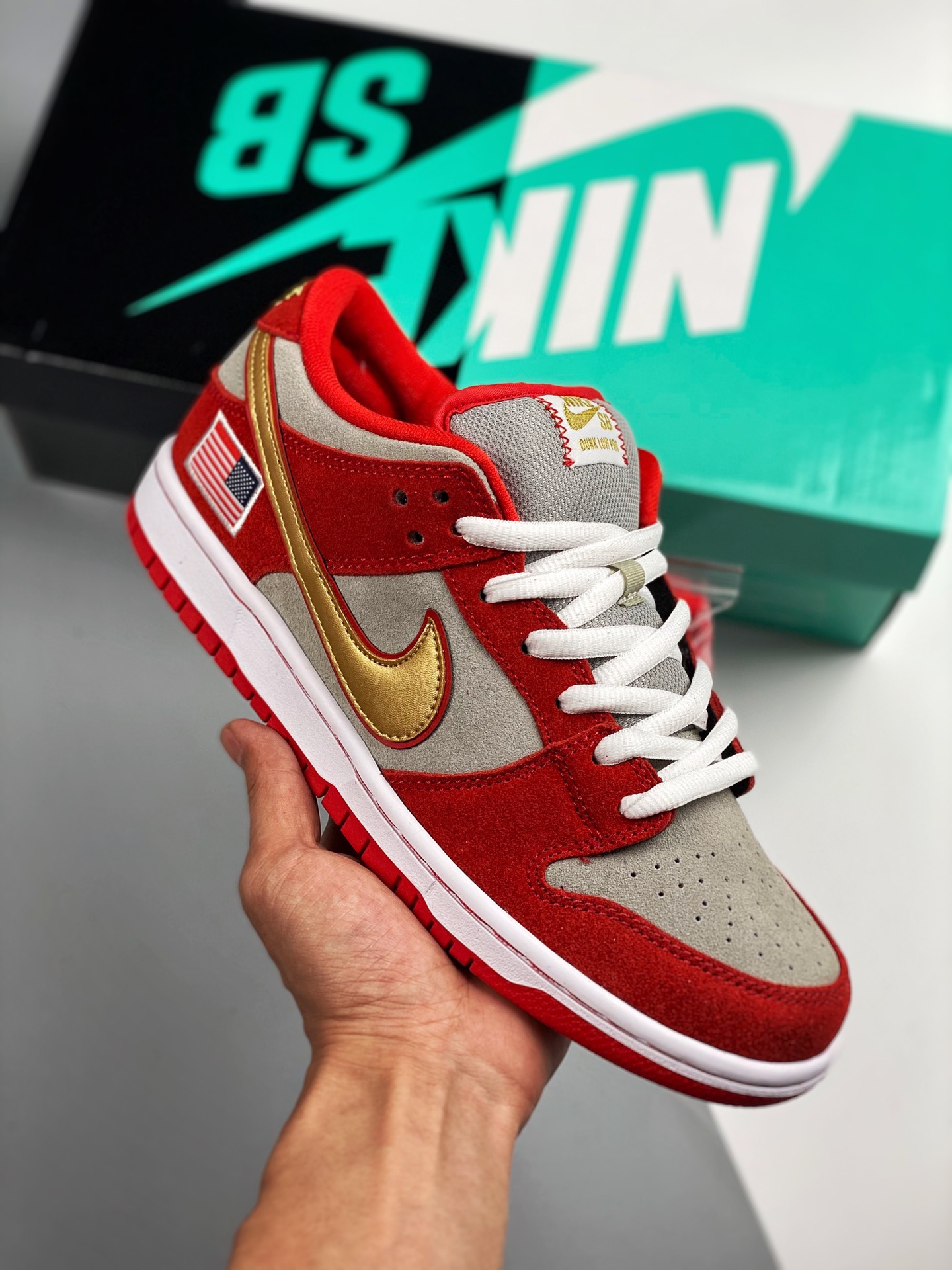 Nike SB Dunk Low Nasty Boys gris rojo, producción original pura de fábrica grande #etiqueta tejida de fábrica original,…