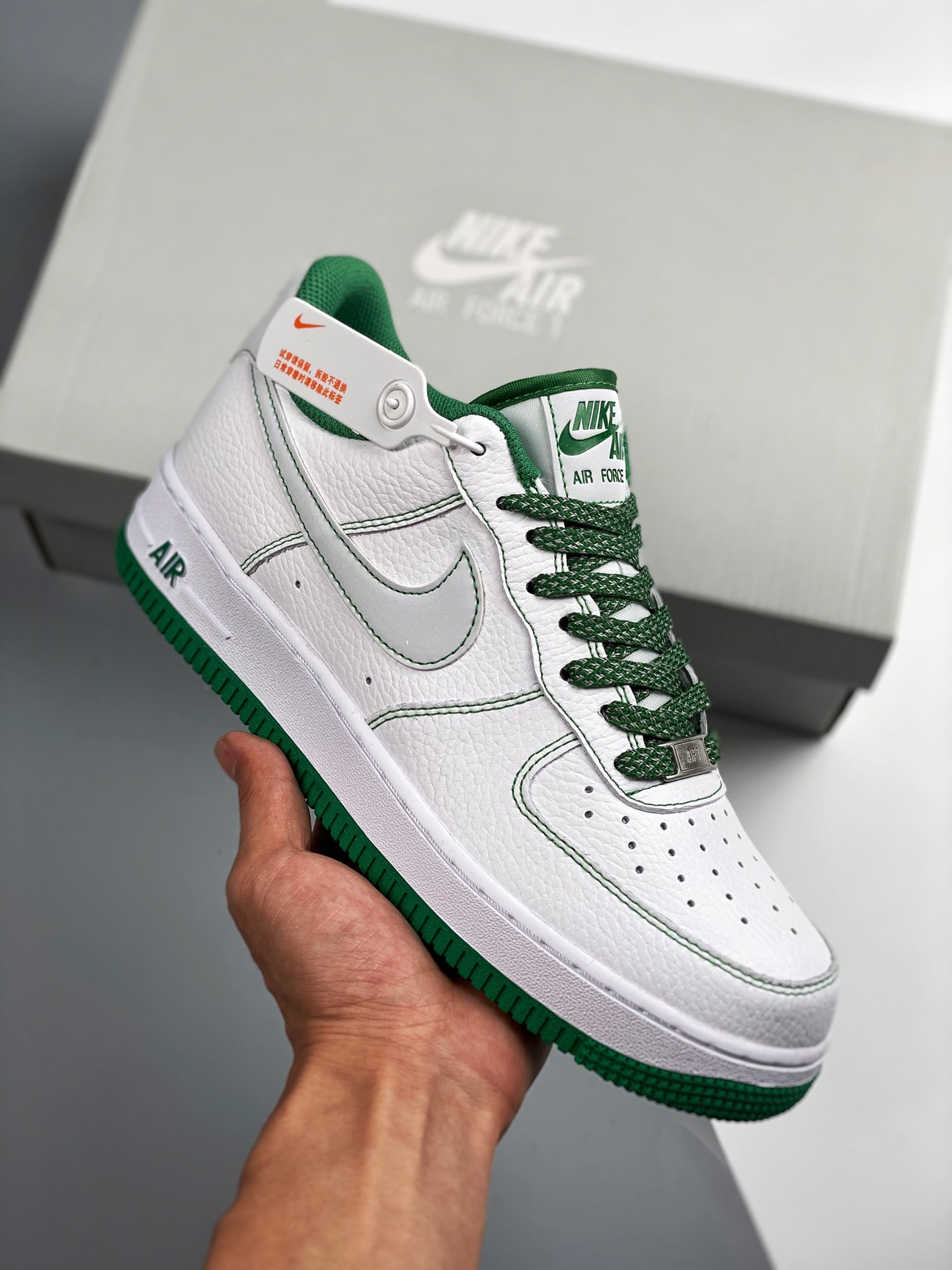 Nike Air Force 1 '07 blanco verde, horma original, cartón original, estilo auténtico de Air Force, enfocado en el canal…