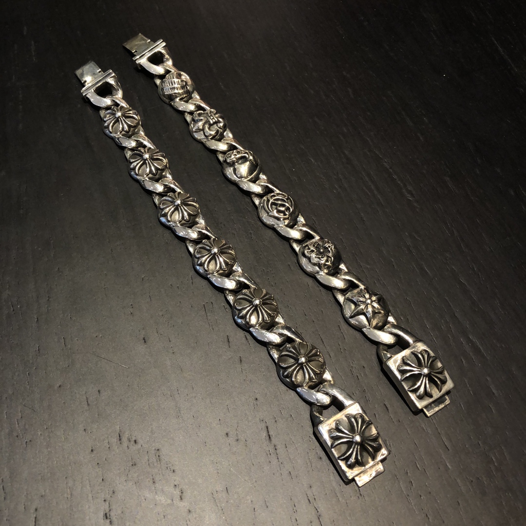 Chrome Hearts 𝐂𝐡𝐫𝐨𝐦𝐞 𝐡𝐞𝐚𝐫𝐭𝐬 克罗心童军花/十字架粗手链