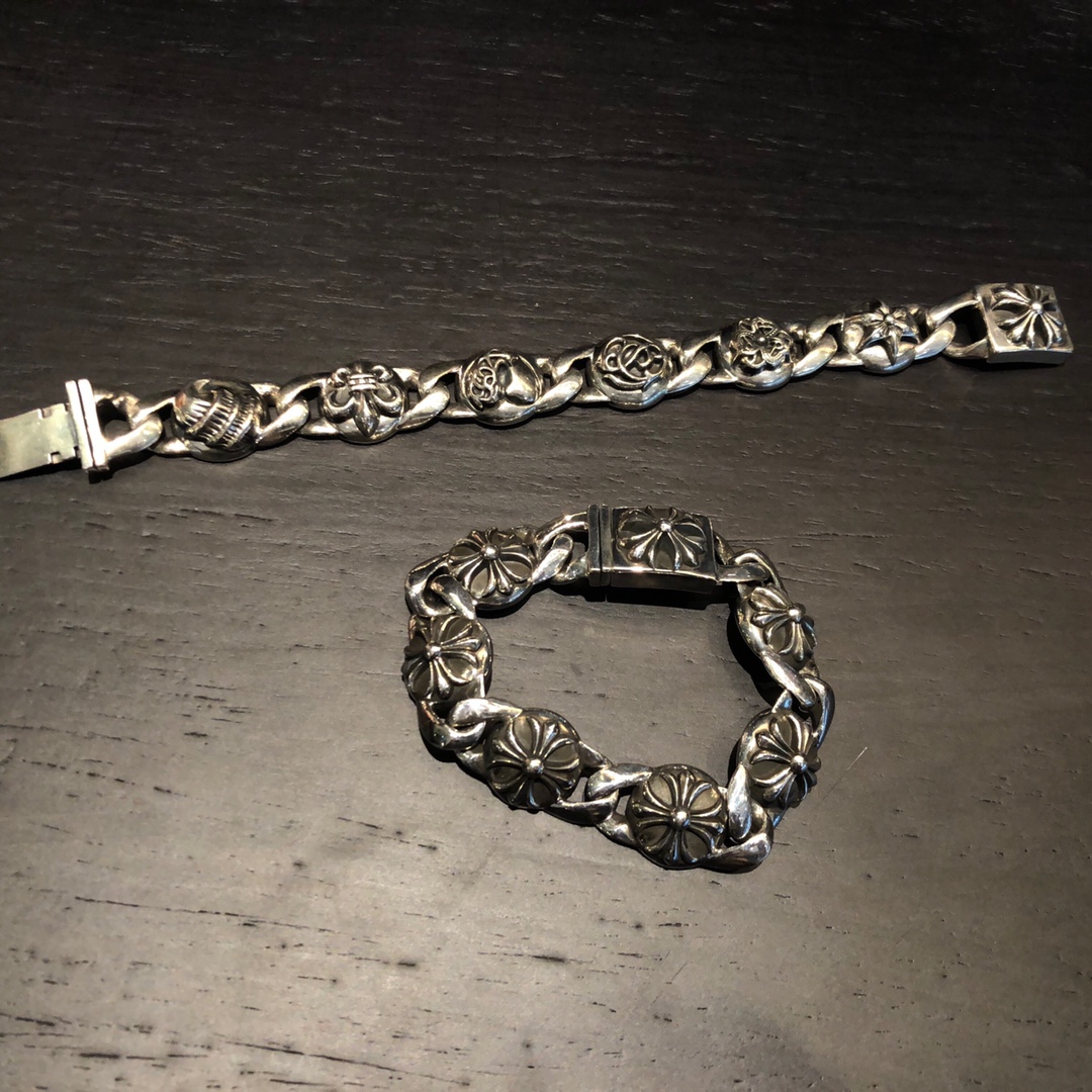 Chrome Hearts 𝐂𝐡𝐫𝐨𝐦𝐞 𝐡𝐞𝐚𝐫𝐭𝐬 克罗心童军花/十字架粗手链