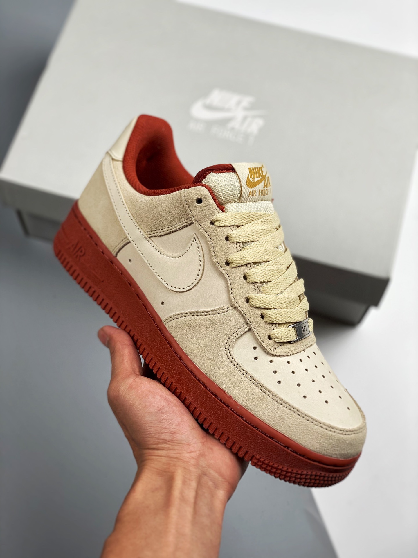Air Force 1 Mid 07 gris rojo, horma original, cartón original, estilo auténtico de Air Force, enfocado en el canal de c…