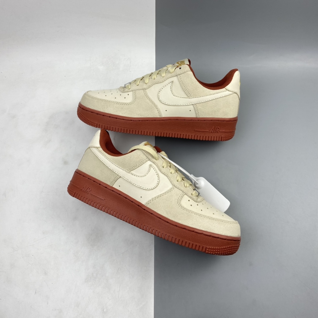P240 Nk Air Force 1’07 SE 空军一号米黄/砖红低帮经典板鞋 AA1391-111