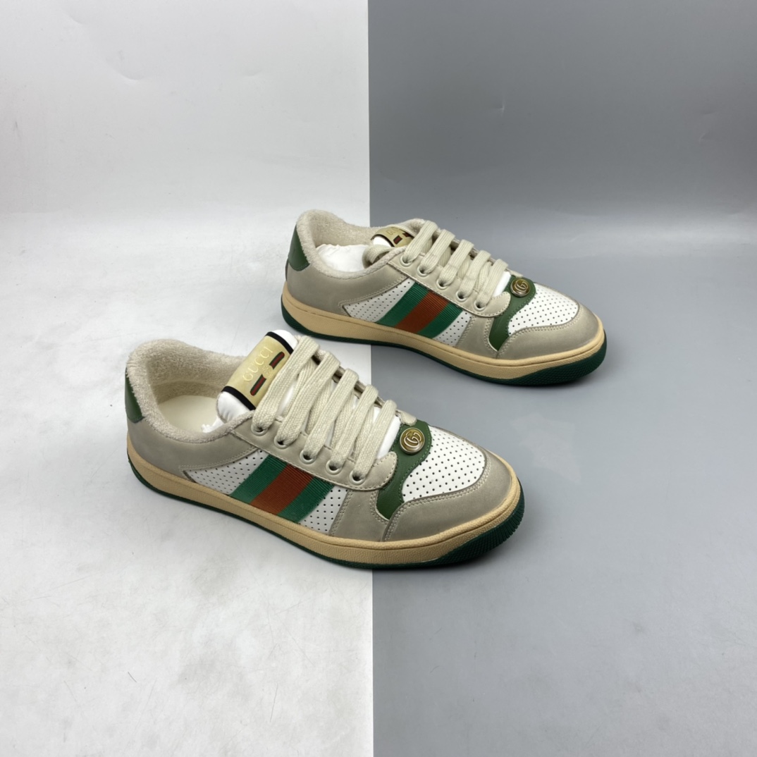 P280 Gucci古驰小脏鞋系列Distressed Screener sneaker 经典原型复古百搭做旧小脏板鞋