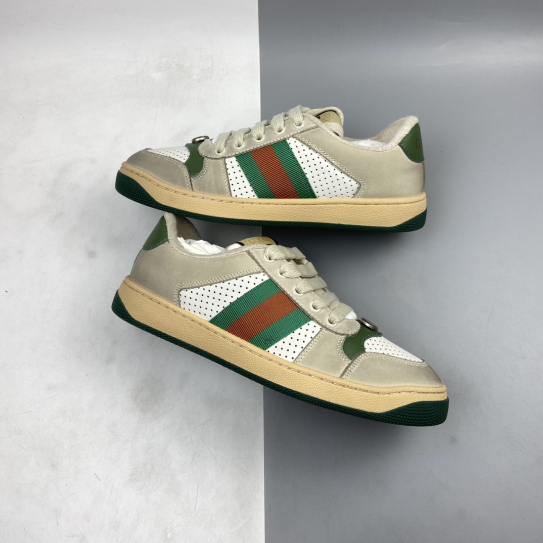 P280 Gucci古驰小脏鞋系列Distressed Screener sneaker 经典原型复古百搭做旧小脏板鞋