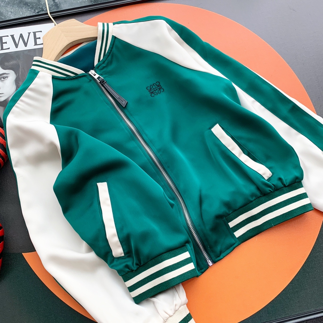 LOEWE撞色防晒棒球服香槟色绿色S