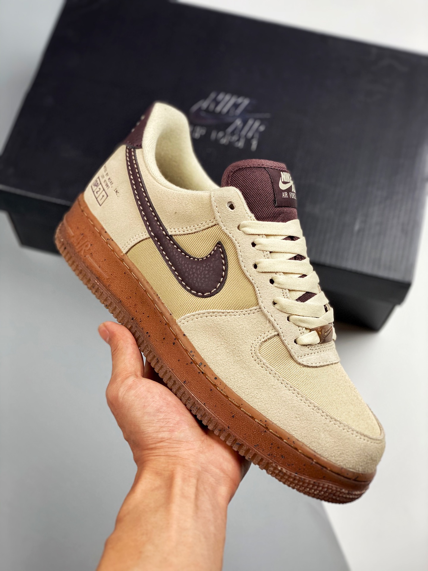 Air Force 1‘07 Lv8 gris marrón, horma original, cartón original, estilo auténtico de Air Force, enfocado en el canal de…