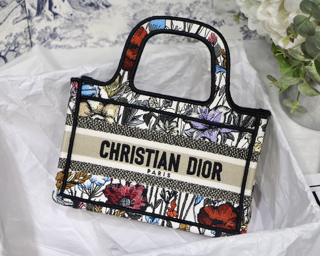 Dior Book Tote Tote Bags Embroidery Vintage Mini