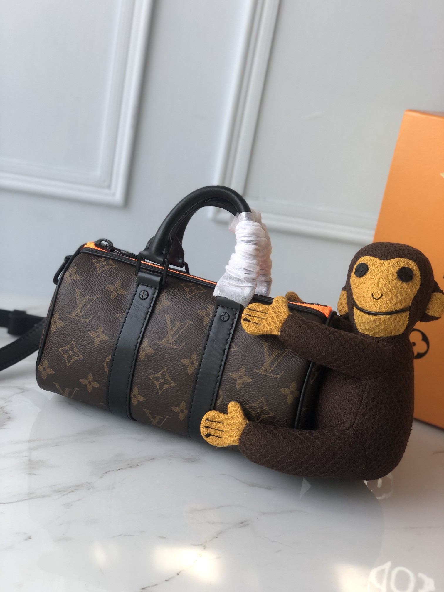 Louis Vuitton LV Keepall Bags Handbags Black Orange Monogram Canvas Knitting Spring/Summer Collection