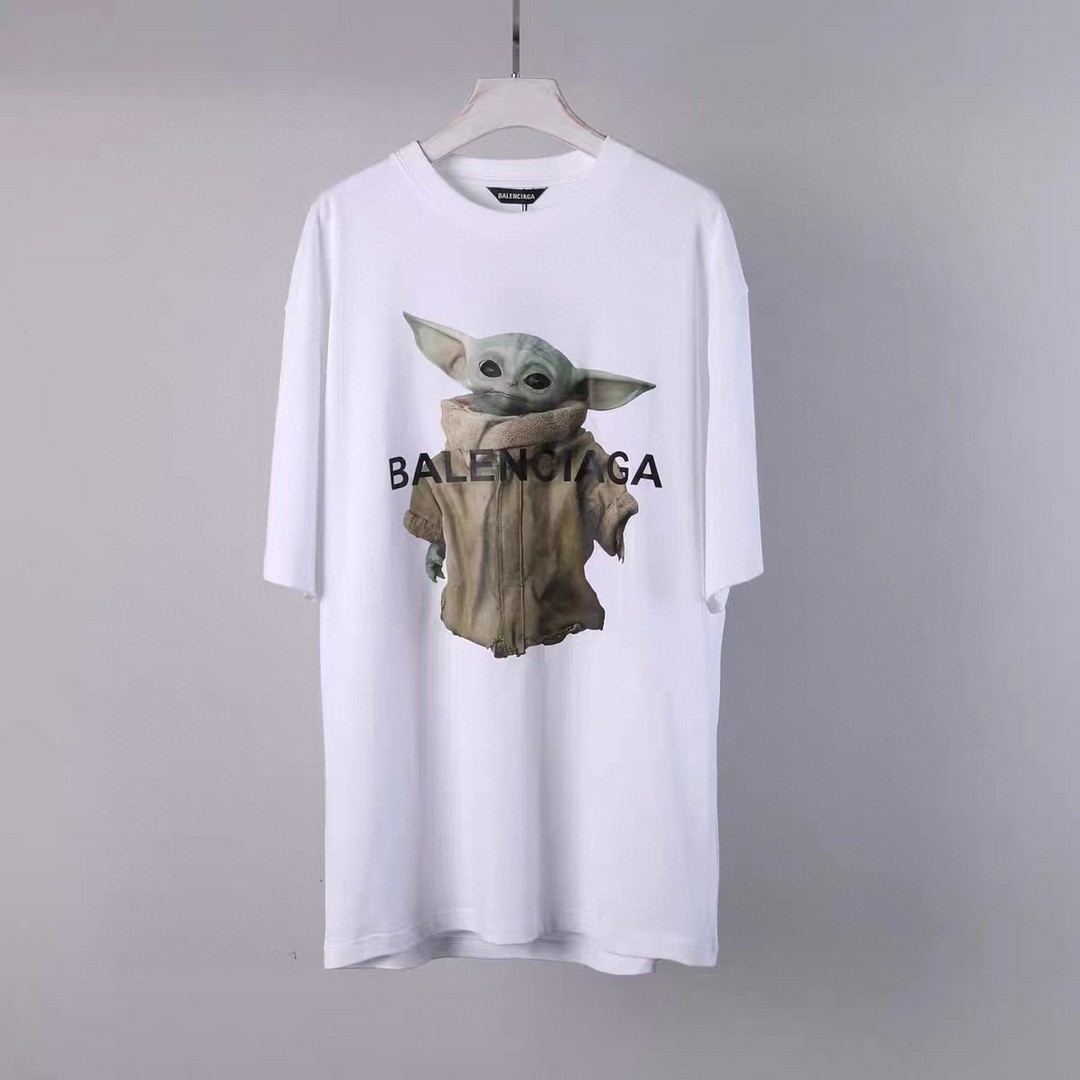 P70 Balenciaga New Alien Baby Yoda camiseta de manga corta estampada Máquina elíptica impresa Tecnología de pegamento i…