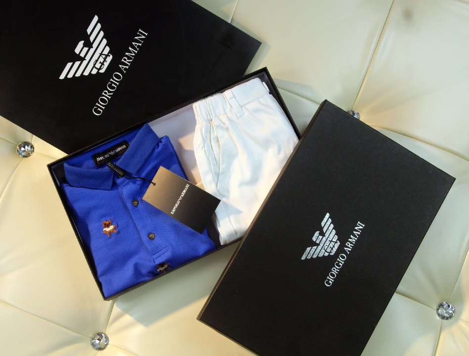 High-End Armani Kids Summer Suit with Electric Embroidery Bear Pattern 2021 - 图片 5