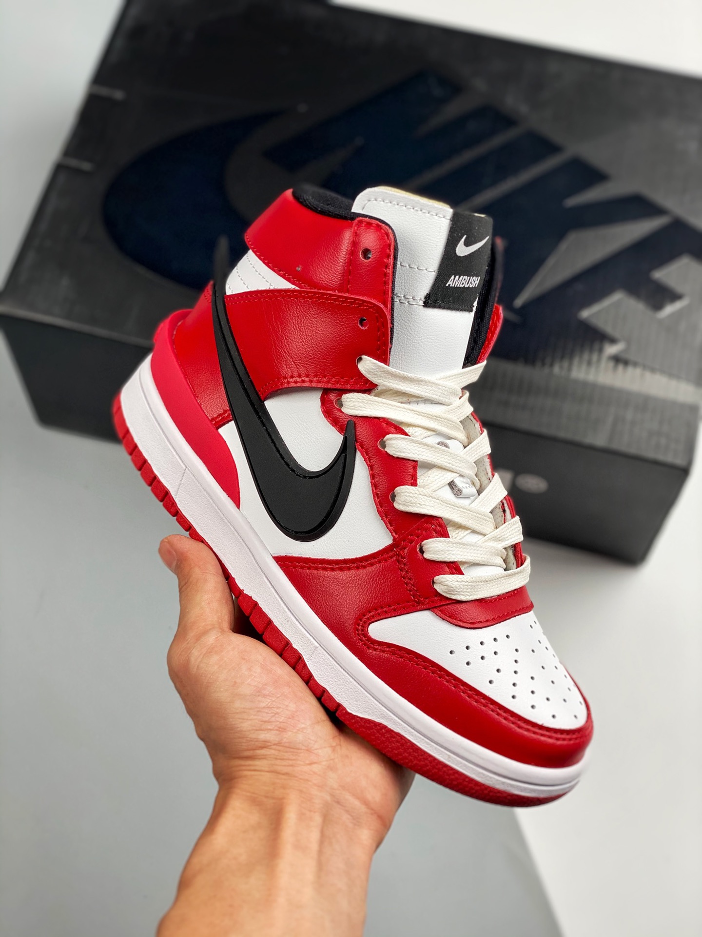 AMBUSH x NK Dunk High blanco/rojo, mismo estilo que Kris Wu, producción original de fábrica grande, material de primera…