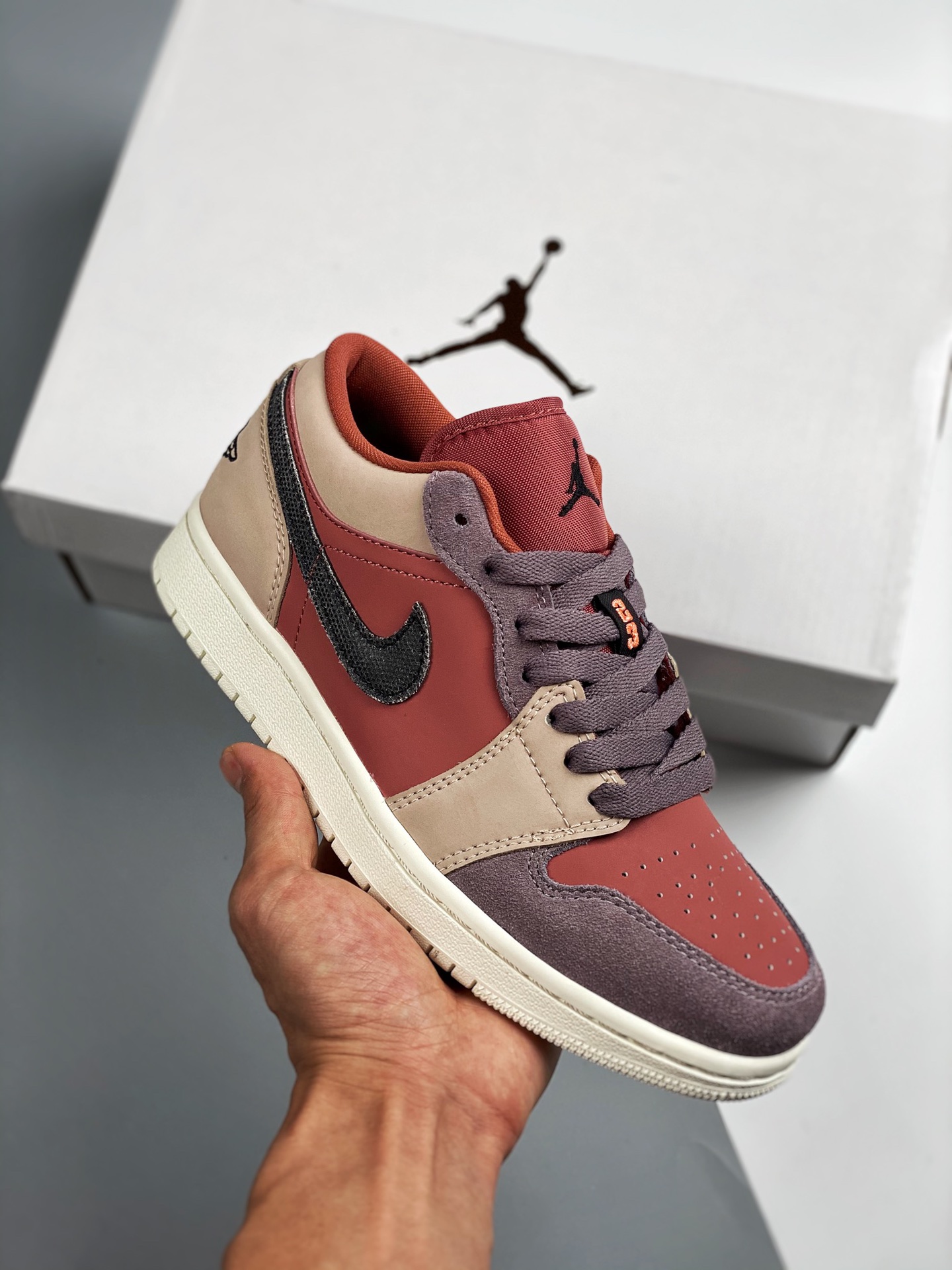 Versión de verificación Air Jordan 1 Low Rojo Rosa Púrpura La mejor calidad de caña baja del mercado ¡Calidad tope! La …
