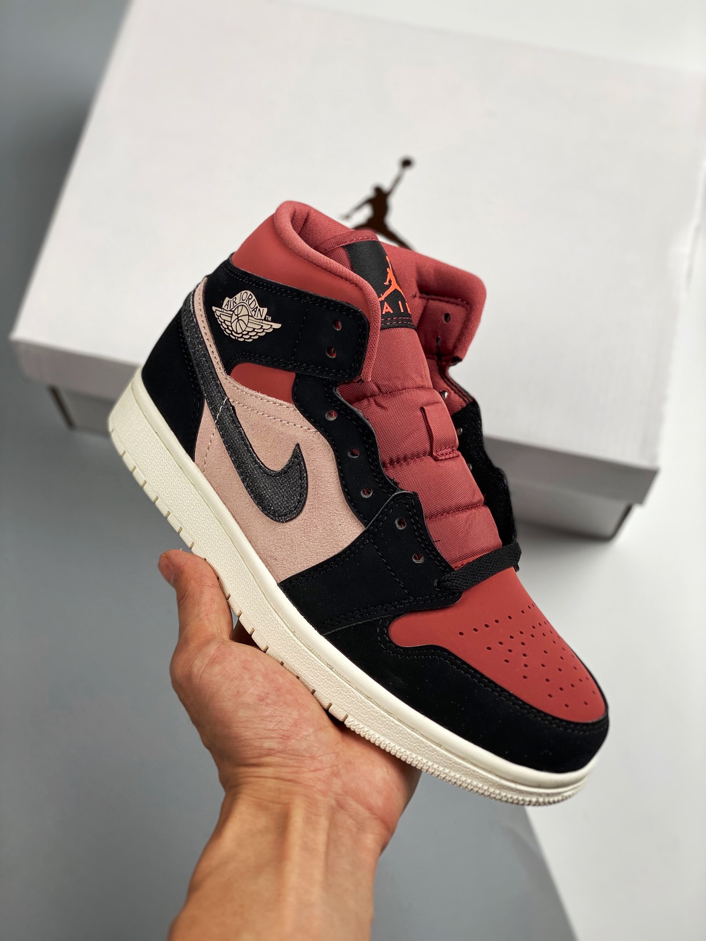 Versión de verificación Air Jordan 1 Mid Té de Leche con Frijoles Rojos La mejor calidad de media caña del mercado ¡Cal…
