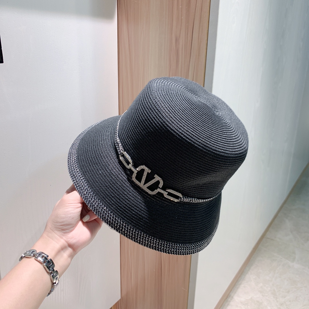 [Valentino Hats]Valentino bucket hat, sun hat foldable Black card with two col