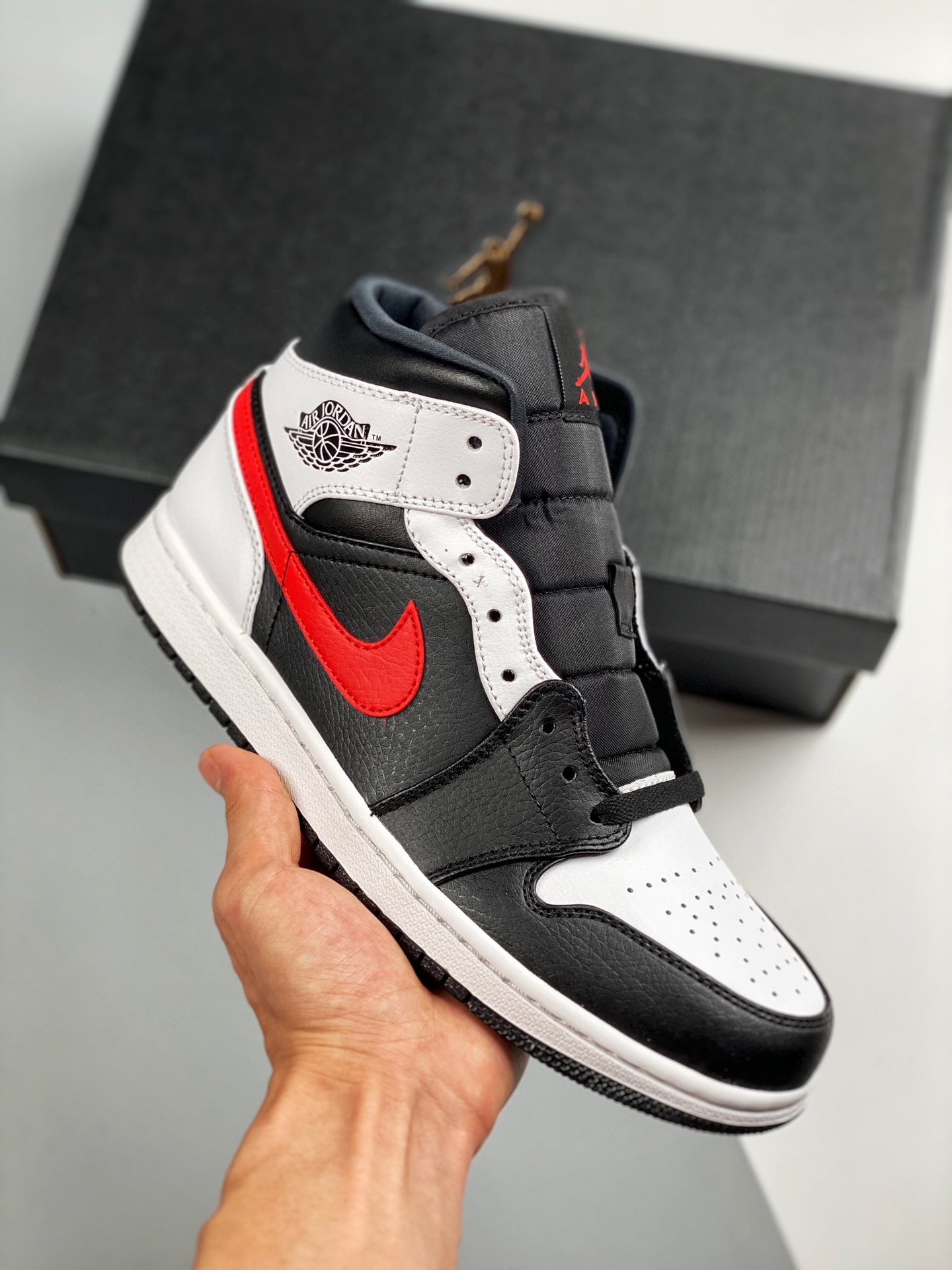 Versión de verificación Air Jordan 1 Mid Rojo Check Panda La mejor calidad de media caña del mercado ¡Calidad tope! La …