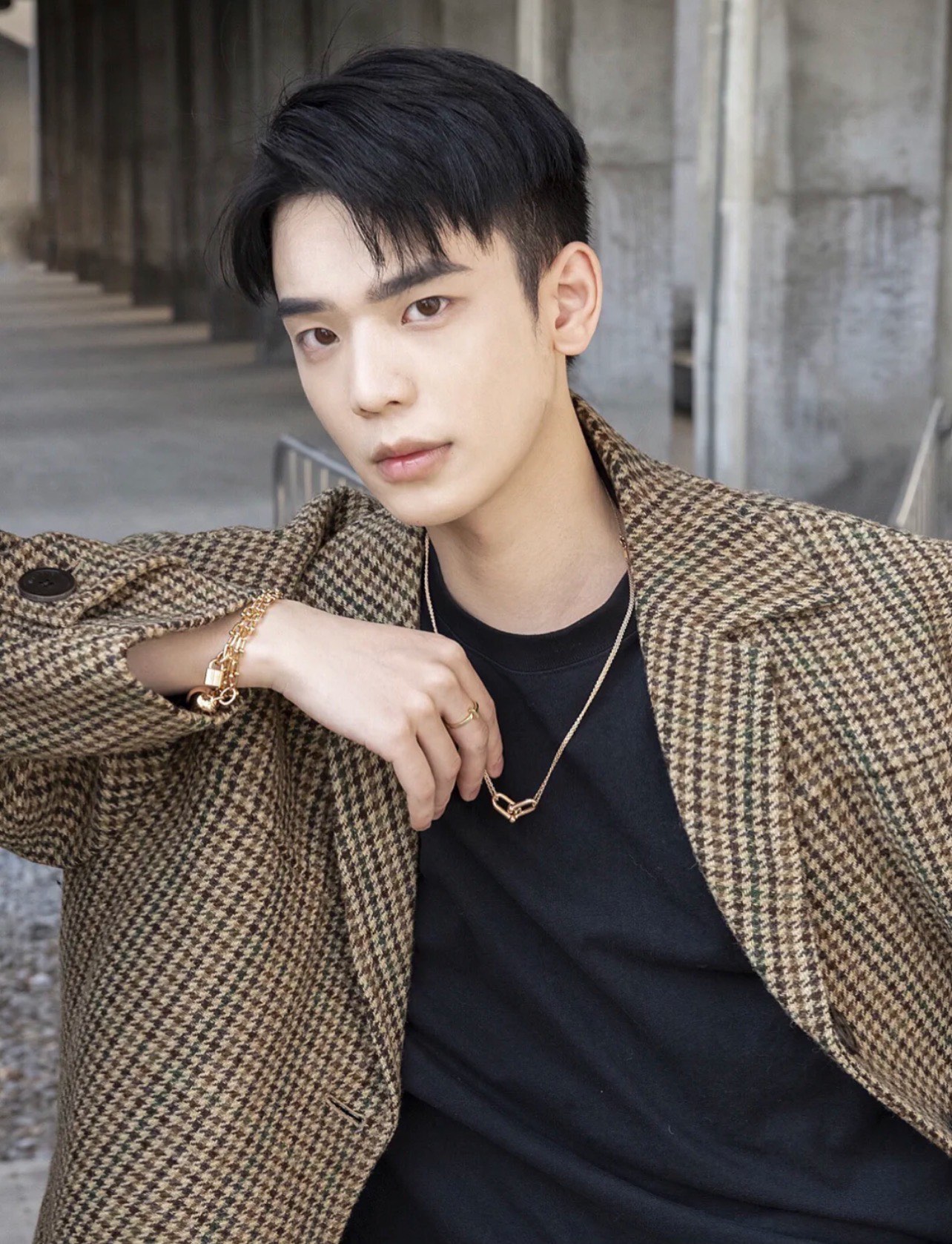 Tiffany & Co. Tiffany（双环U形）热播韩剧顶楼男女主角同款情侣U形马蹄扣竹节双线双节锁骨项链