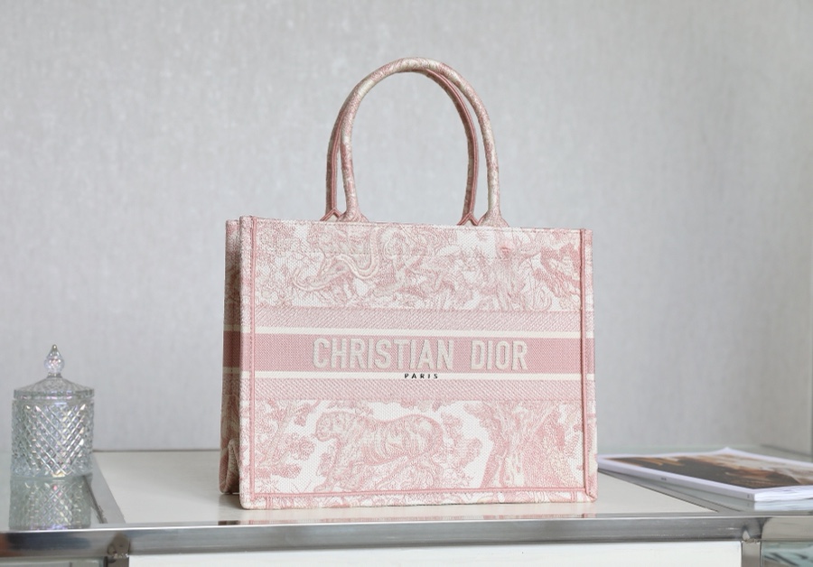 Dior Book Tote Handbags Tote Bags Best Replica New Style
 Grey Pink Embroidery Spring/Summer Collection