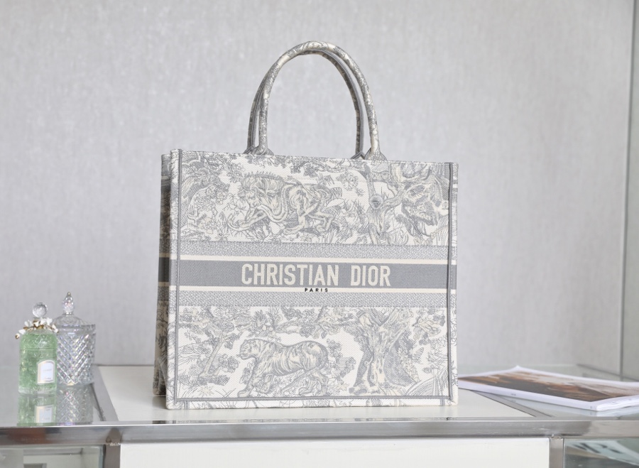 Dior Book Tote Handbags Tote Bags Grey Embroidery Spring/Summer Collection