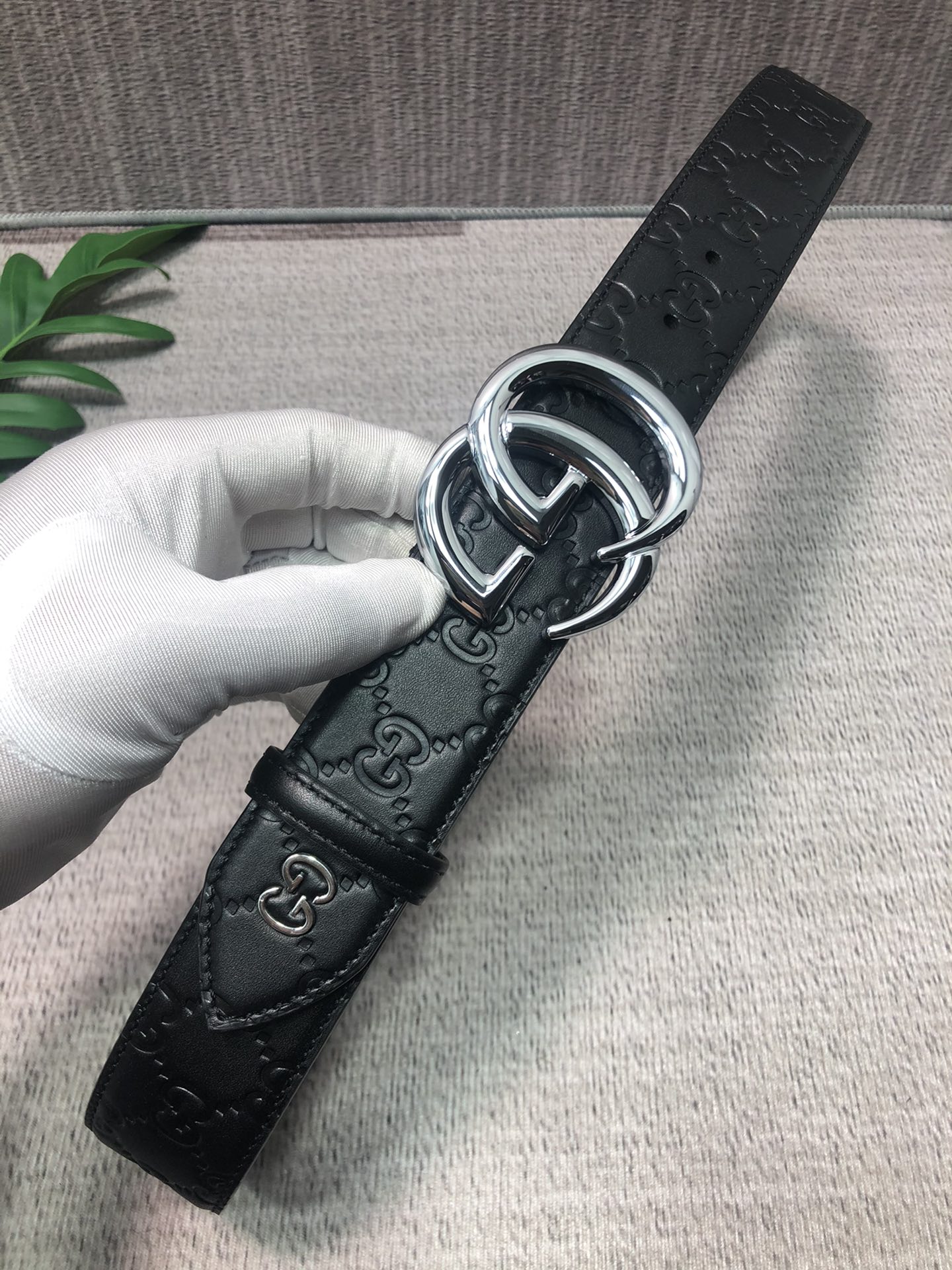 配全套包装礼盒古驰原单头层牛皮压G面