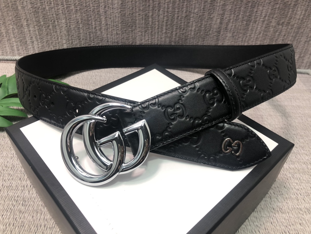 配全套包装礼盒古驰原单头层牛皮压G面