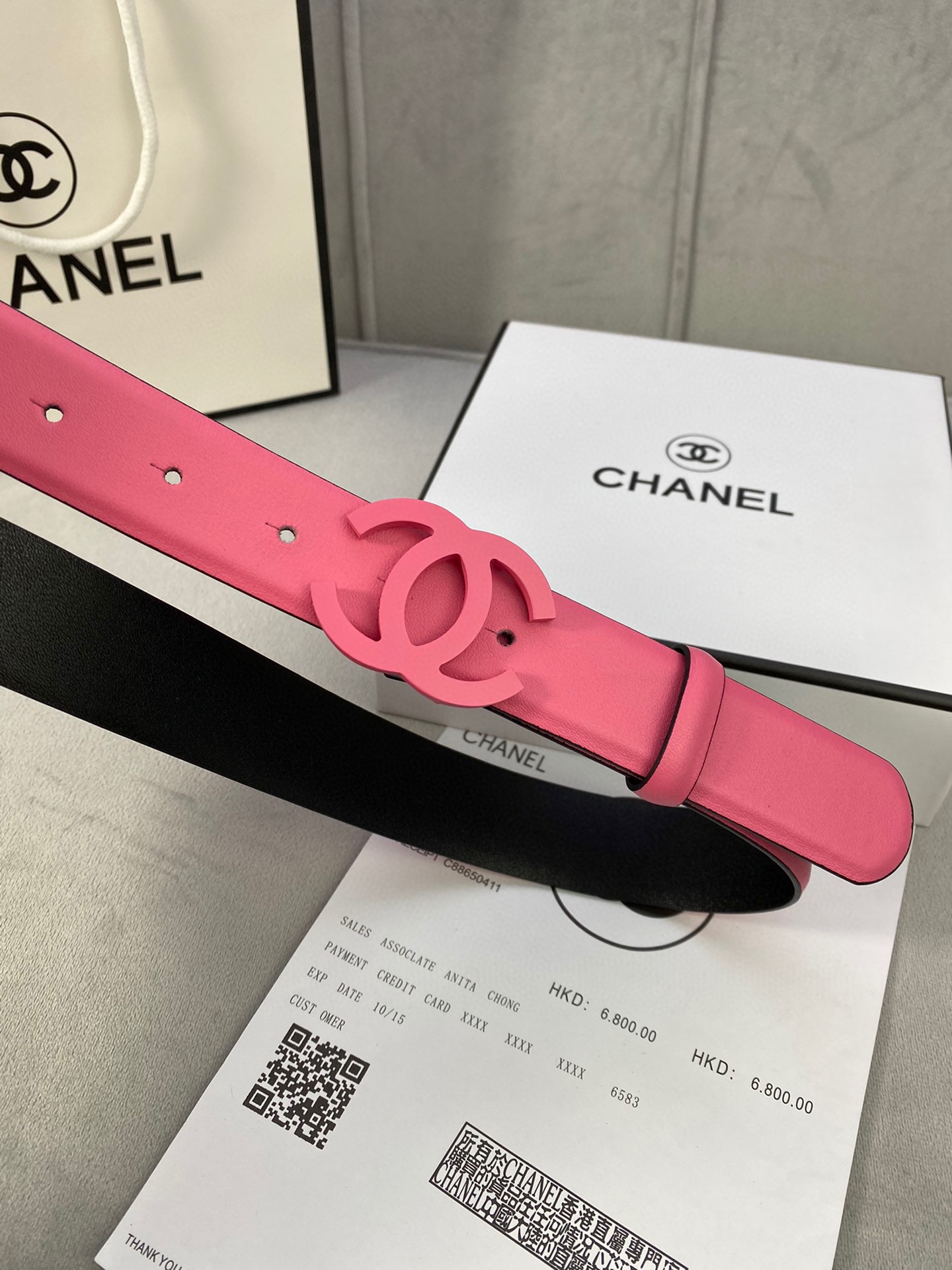  宽度3.0cm Chanel （香奈儿）女士腰带（小牛皮）经典扣头（内侧cnc走光处理）边角手感圆润配