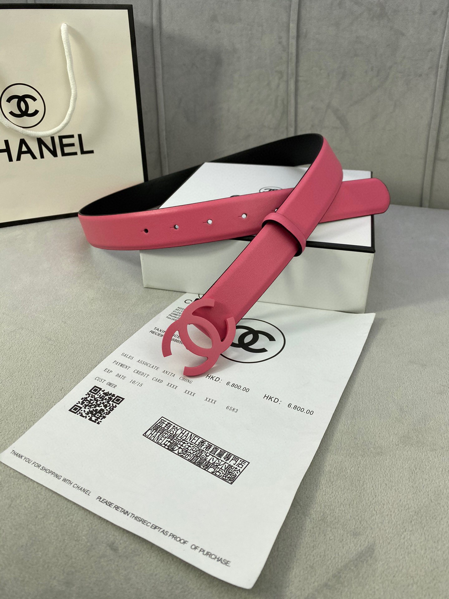  宽度3.0cm Chanel （香奈儿）女士腰带（小牛皮）经典扣头（内侧cnc走光处理）边角手感圆润配